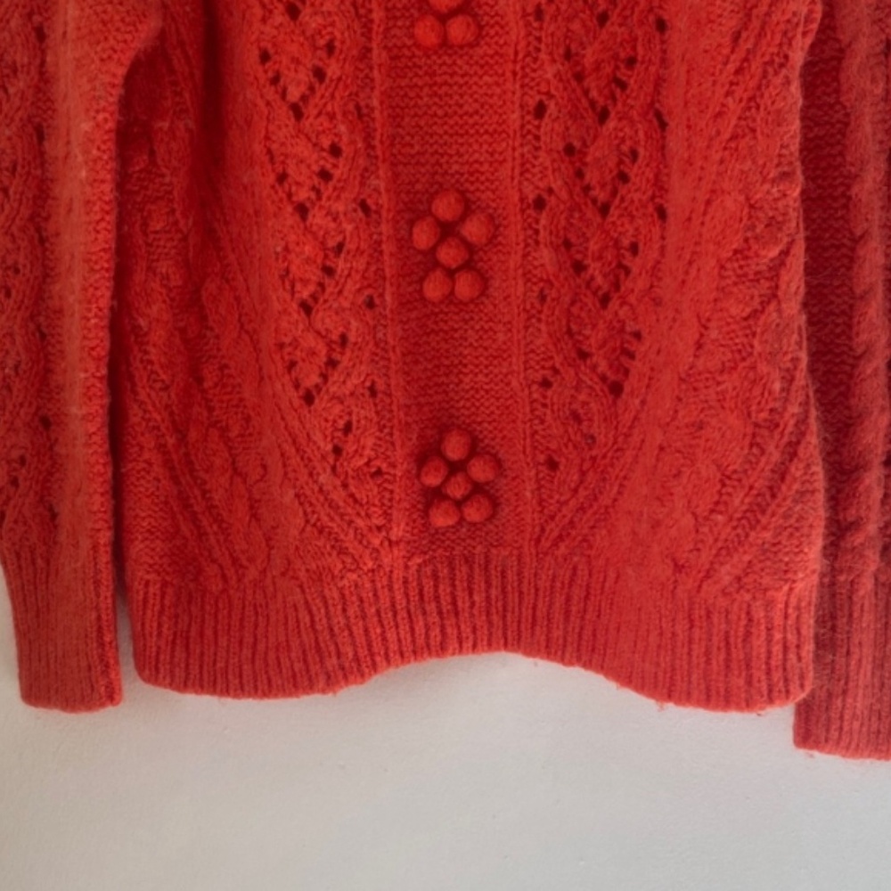J. Crew M Cable-Knit Pointelle Sweater. - Picture 5 of 12